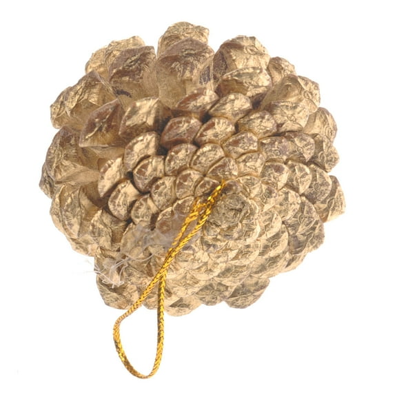 SOPOTUTU 9Pcs Natural Pinecone Christmas Decoration in Golden for Tree Ornament