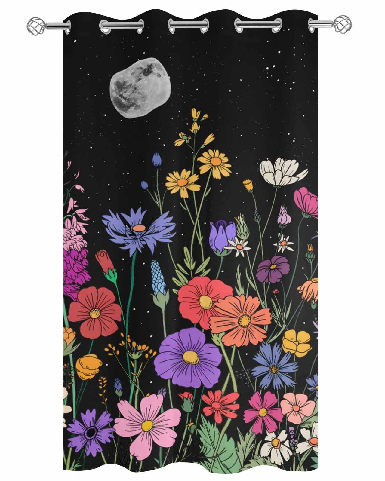 Spring Flowers Outdoor Curtains for Patio, Retro Farm Evening Country Plants Privacy Drapes Grommet Waterproof Outside Curtains for Porch/Cabana/Balcony 54"x 108", 1 Panel
