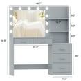 thumbnail image 7 of Rovaurx 46.7" Makeup Vanity Table with Lighted Mirror, Large Vanity Desk with Storage Shelf & 5 Drawers, Bedroom Dressing Table, 11 LED Lights, Grey RSZT106G, 7 of 7