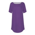thumbnail image 4 of Tittly T Shirts for Women Graphic Tees Women's Pure Color Fashionable Casual Round Neck Short Sleeve Top Tshirts Shirts Womens Tops Purple L, 4 of 5