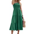 thumbnail image 3 of Vestido de mujer Falda en capas de un solo hombro con diseño fruncido de color puro de una pieza para el verano, 3 of 3