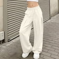 thumbnail image 2 of TOWED22 Girls Straight Wide Leg Track Pants Elastic Waist Casual Baggy Athletic Pants Loose Jogger Sweatpants(Beige,10-11 Y), 2 of 7