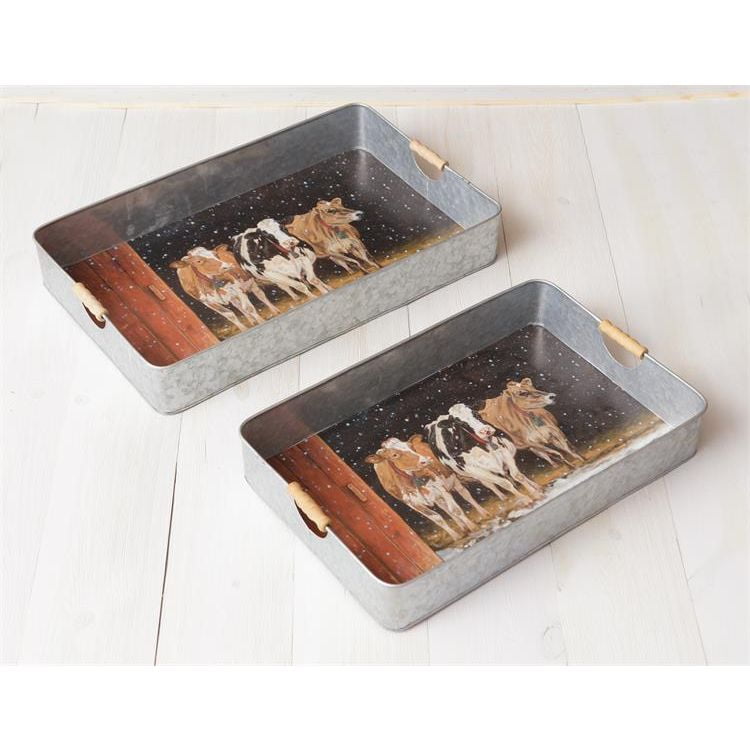 Audrey's Your Heart's Delight Trays Cows in Snowy Barnyard Walmart