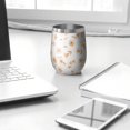 thumbnail image 3 of Floral 12oz Stainless Steel Insulated Wine Tumbler with Lid and Straw – Double Wall Vacuum Mug for Hot & Cold Drinks, 304 Steel Interior, Sweat-Free Design,Thanksgiving,Christmas, Spring,Flower, 3 of 5