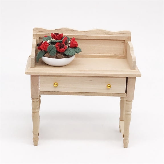 1:12 Scale Miniature Wooden Dollhouse Furniture Set - Detailed Table & Chair Models for Dollhouse Dioramas, Craft & Display Use,Brown