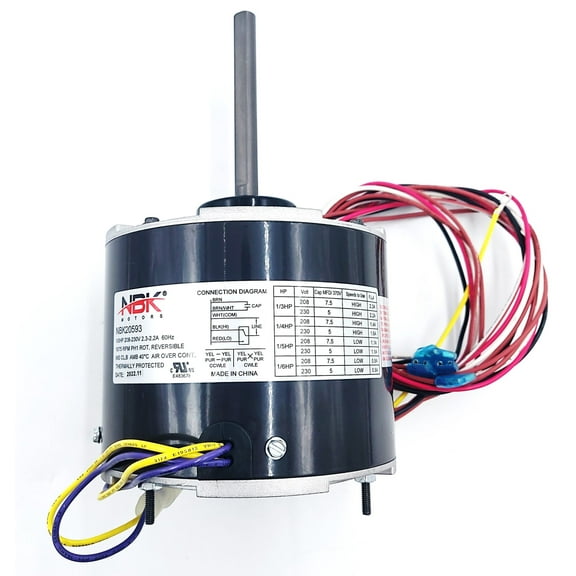 51-23053-11 CONDENSER MOTOR 208-230V 1075RPM 1/6-1/3HP - EXACT FIT FOR RHEEM - REPLACEMENT PART BY NBK
