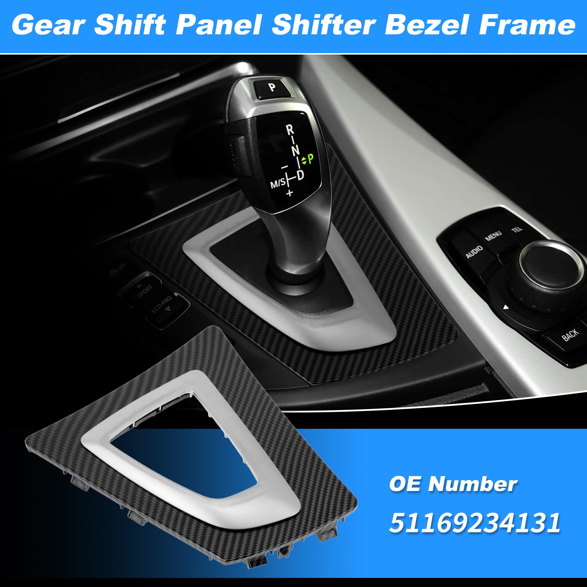 Unique Bargains Gear Shift Panel Shifter Bezel Frame Cover for BMW 3 4 Series F30 F31 F34 F35 F32 F33 F36 No.51169234131 Carbon Fiber Pattern Center Console Control Panel Trim