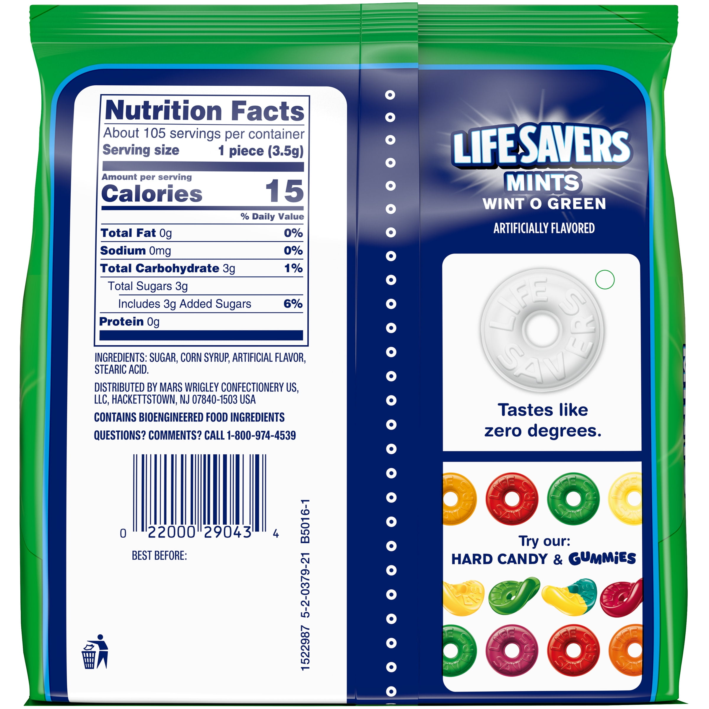 Life Savers Wint-O-Green Breath Mints Hard Candy, Sharing Size - 13 oz ...