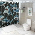 thumbnail image 7 of PRATYUS Shark Shower Curtain Ocean Animal Fish Sea Marine Life Underwater Wildlife Kids Boys Fabric Bathroom Curtain Set with Hooks 69x72, 7 of 7