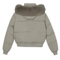 thumbnail image 5 of CHGBMOK Women's Cropped Puffer Jacket with Hood Zip Up Short Padded Bomber Coat Quilted Rib Hem Warm Winter Jacket, 5 of 9