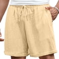 thumbnail image 1 of Ceisia Men's Casual Crinkled Cotton Shorts Summer Loose Wide Leg 5 Inch Shorts with Side Pockets Yellow XL Gifts, 1 of 4