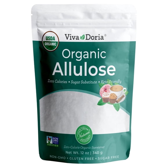 Viva Doria Organic Allulose Sweetener, 12 oz | Zero Calorie Sugar Substitute | Great for Coffee, Tea, Cooking and Baking | Keto Friendly | Non Erythritol, Non GMO, Gluten Free & Vegan Sweetener