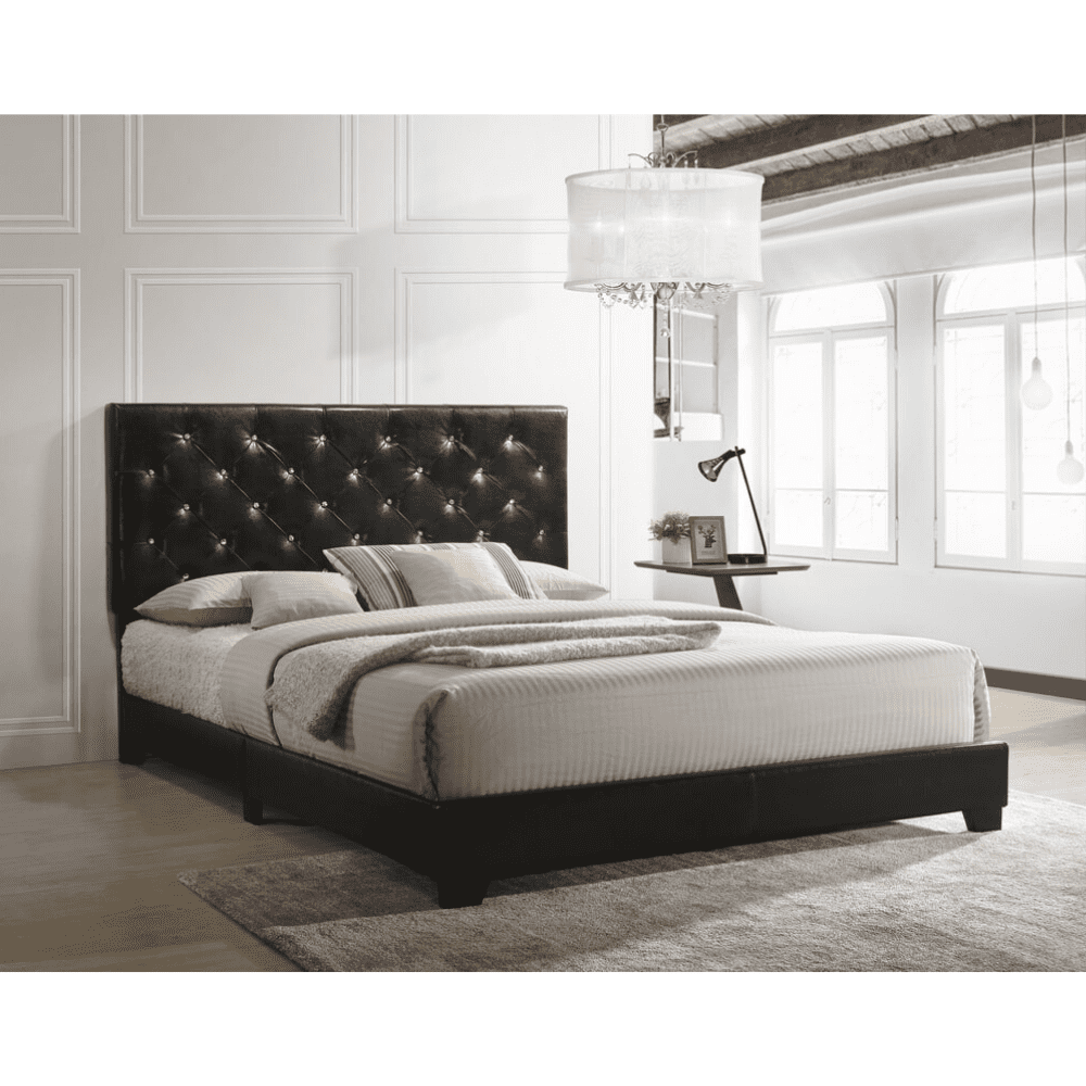 Happy Homes Full Black Ridenhour Diamond Upholstered Standard Bed