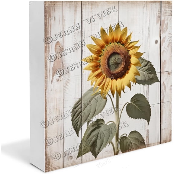 Sunflower Wooden Box Sign Sunflower Gifts Funny Garage Decor Country Sunflower Decor Office Desk Centerpiece Wood Block Signs For Shelf Desk Decoration 5x5 In