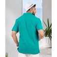 thumbnail image 3 of LA LEELA Men's Hawaiian Shirt Solid Casual Short Sleeve Button Down Beach Shirts for Men S Teal, Plain, 3 of 5