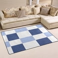 thumbnail image 2 of Navy Light Blue Check Pattern Memory Foam Area Rug 60"x39" Non Slip, Absorbent, Fade Proof for Living Room, Bedroom, Office, 2 of 7