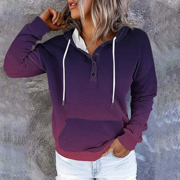 Brondbend Hoodies Womens Womens Hoodies Pullover Long Sleeved Pockets Drawstring Button Pullover Print Comfy Stylish Plus Size Tops Lady Outdoor Workout Fall Winter Wear Red