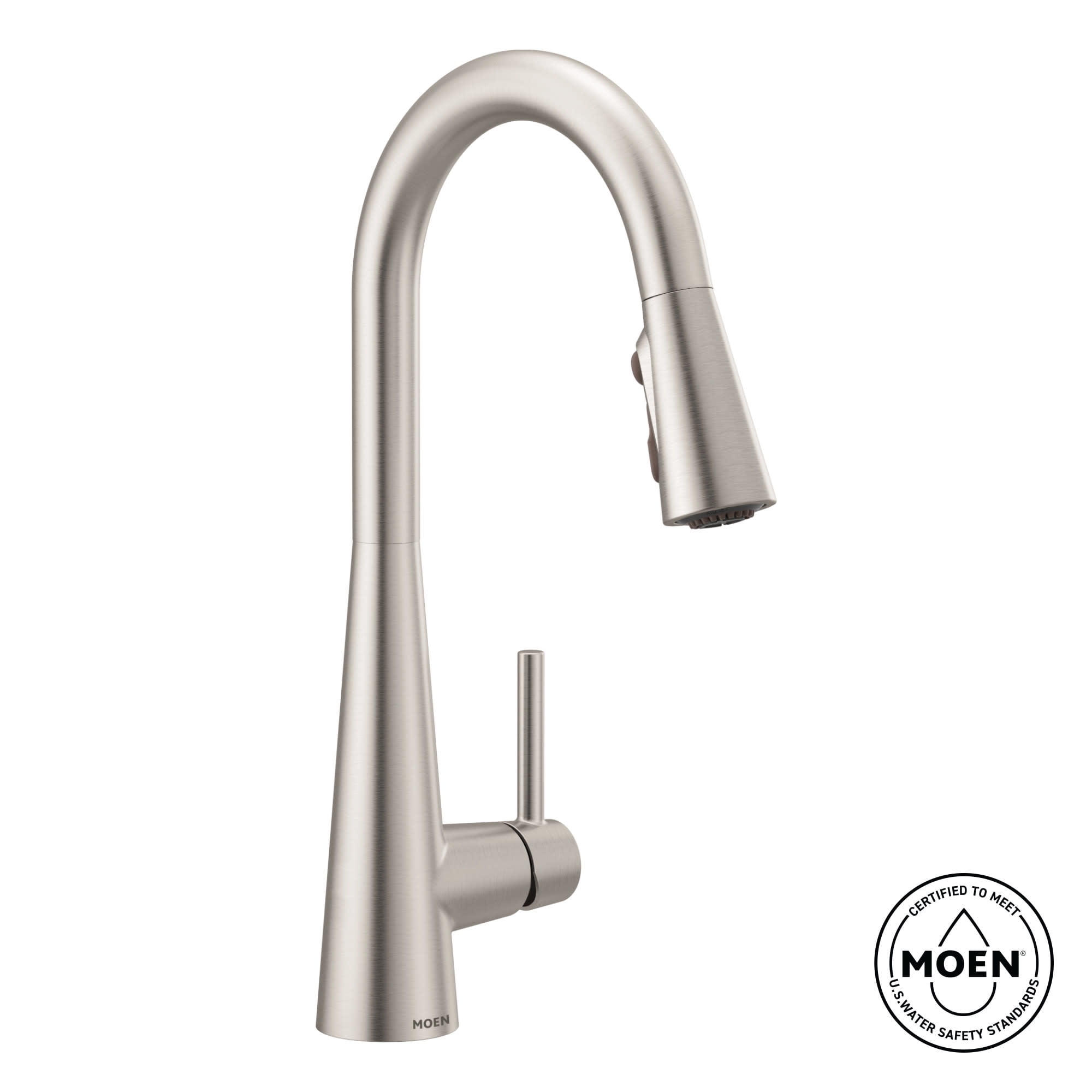Black stainless one-handle high arc pulldown kitchen faucet