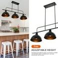 thumbnail image 3 of 43-inch Black Industrial 3-Light Pendant Chandelier - 35.4" Adjustable Chains & 14" Ceiling Plate Commercial Wrought Iron Fixture for Dining Room/Loft, 3 of 10