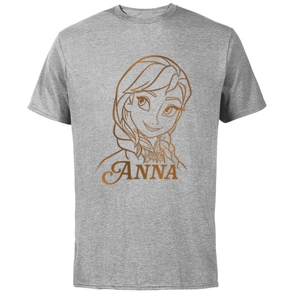 Disney Princess Celebration Minimalist Lines Frozen Anna - Short Sleeve Cotton T-Shirt for Adults - Customized-Athletic Heather