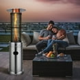 thumbnail image 3 of Costway Chauffages de Patio 40000 BTU Tube en Verre Propane Rond en Acier Inoxydable Flamme avec Roues, 3 of 9