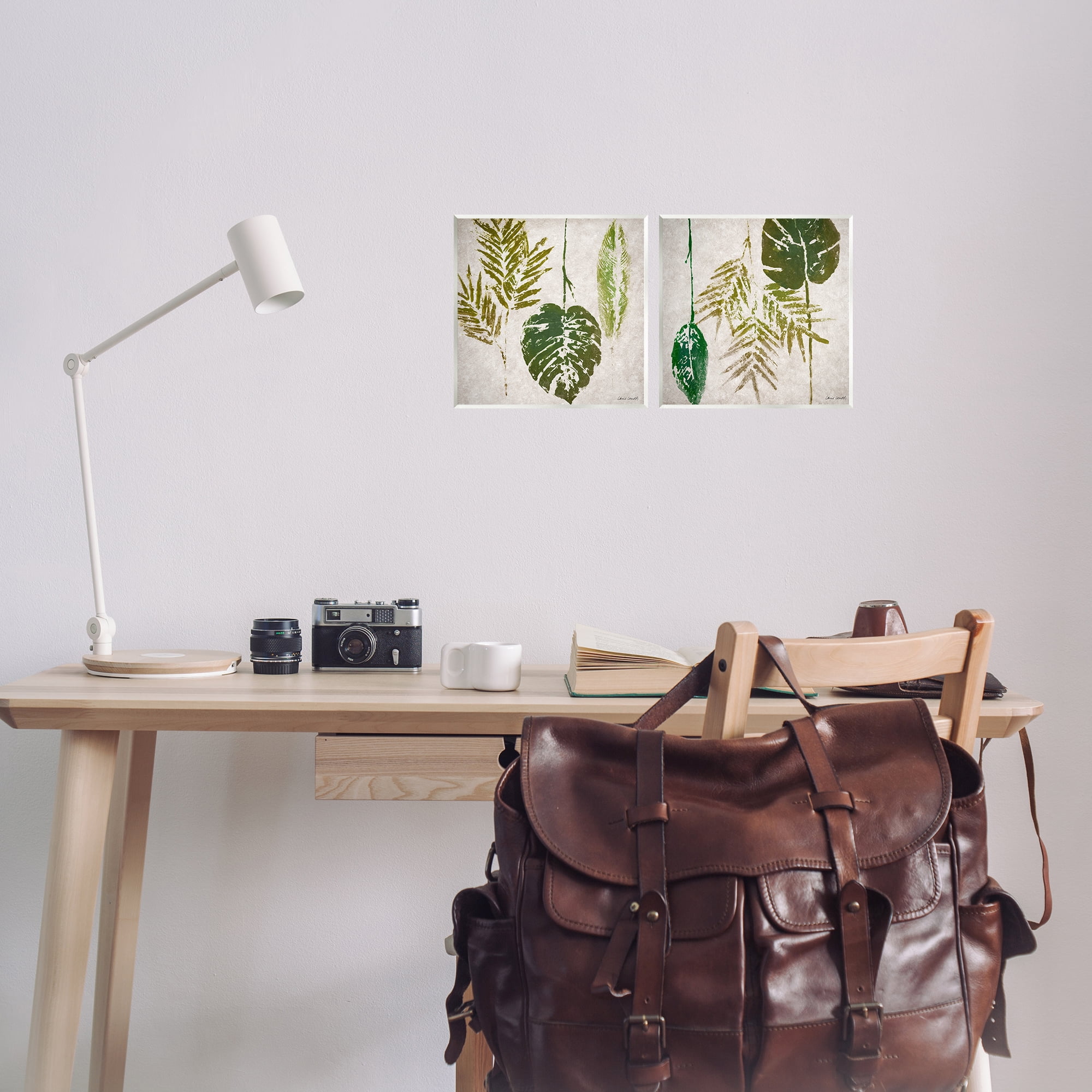 Stupell Industries Monstera Stamped Palm Leaves Plants & Flowers Painting Unframed Art Print Wall Art, 12 x 12, Set of 2