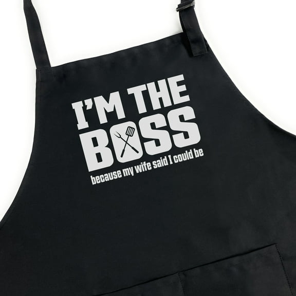 GuyAprons I'm The Boss Apron, Funny Apron for Men, BBQ Grill Apron, Funny Apron for Dad
