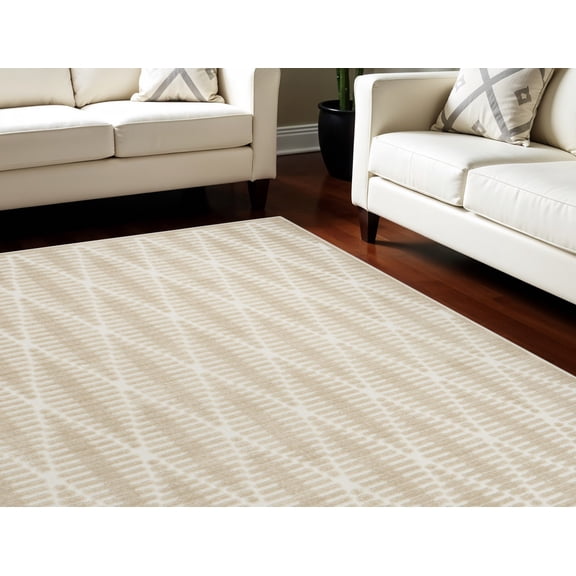 HomeRoots 569746 8 x 10 ft. Geometric Rectangle Area Rug, Beige