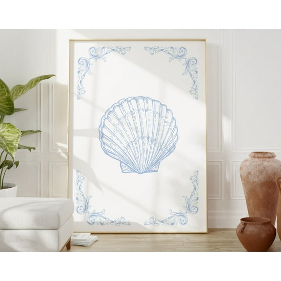 Seashell Print, Coastal Cowgirl Print, Beach Room Decor, Surf Poster, Grandma Aestthetic Wall Art, College Dorm Decor College, Beach House Wall Art, Modern Wall Decor, 8x12 UNFRAMED