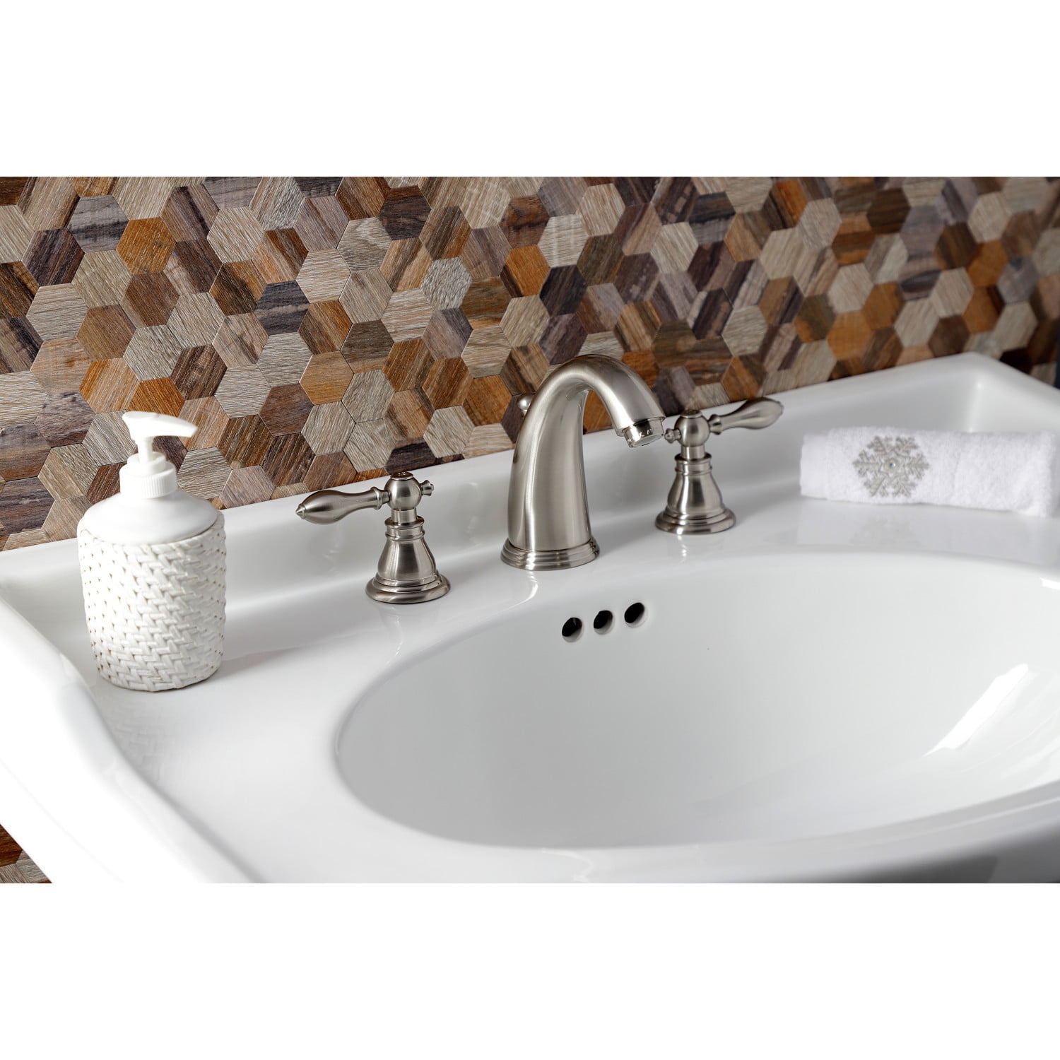 Kingston Brass KB988ACL American Classic Widespread Bathroom Faucet with Retail Pop-Up, Brushed Nickel