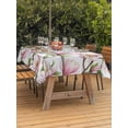 thumbnail image 3 of Outdoor Tablecloth with Umbrella Hole for Patio/Picnic/Party/Camping, Pink Magnolia Waterproof Table Cloth Rectangle Table Cover Washable, Country Botanical Blooms Floral Wooden Grain (60"x 102"), 3 of 9