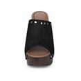 thumbnail image 6 of BLISSFUL STEP Women's Open Toe Platform Block Heel Slide Sandals Black 10, 6 of 6