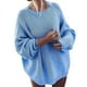 thumbnail image 4 of Ropa de invierno, suéter de color sólido, suéter holgado de manga de murciélago, abrigo de suéter de talla grande para mujer, 4 of 5