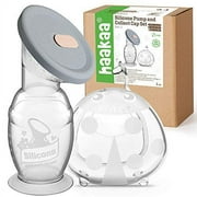 Haakaa 100ml Manual Breast Pump with Leakproof Silicone Lid and 75ml Wearable Ladybug Breast Milk Collector Combo for Breastfeeding