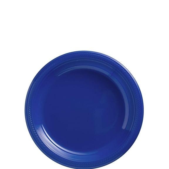 Royal Blue, Big Party Pack, Round Plastic Plates 7", 50 Per Pack