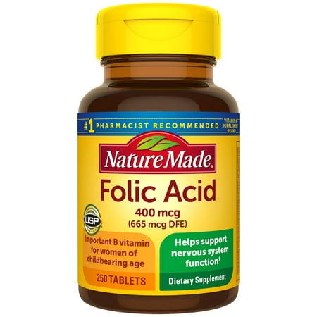 Nature Made Folic Acid 400 mcg (665 mcg DFE) Tablets, 250 (Best Way To Take Folic Acid)