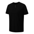 thumbnail image 2 of YLSDY Men's Summer Casual Henley Shirts Fashion V Neck Short Sleeve Loose Fit Tops Comfort Breathable Beach Tees Black XXL, 2 of 9
