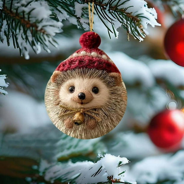 Adornos Navideños Acrílicos de Animales | Adornos Colgantes Planos de 2 Mm de Grosor con Cordón Dorado | Decoración Compacta y Duradera para Árbol de Navidad de 8 Cm | Multiusos para El Hogar, La Ofi