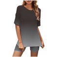 thumbnail image 1 of DEELLEEO Liquidation d'Économies du Printemps à Moins de 10,00 Ensembles 2 Pcs pour Femmes pour l'Été Mode Femme Blouse à Col Rond Hauts à Manches Courtes Shorts Ensembles de Tenue Décontractée, 1 of 5
