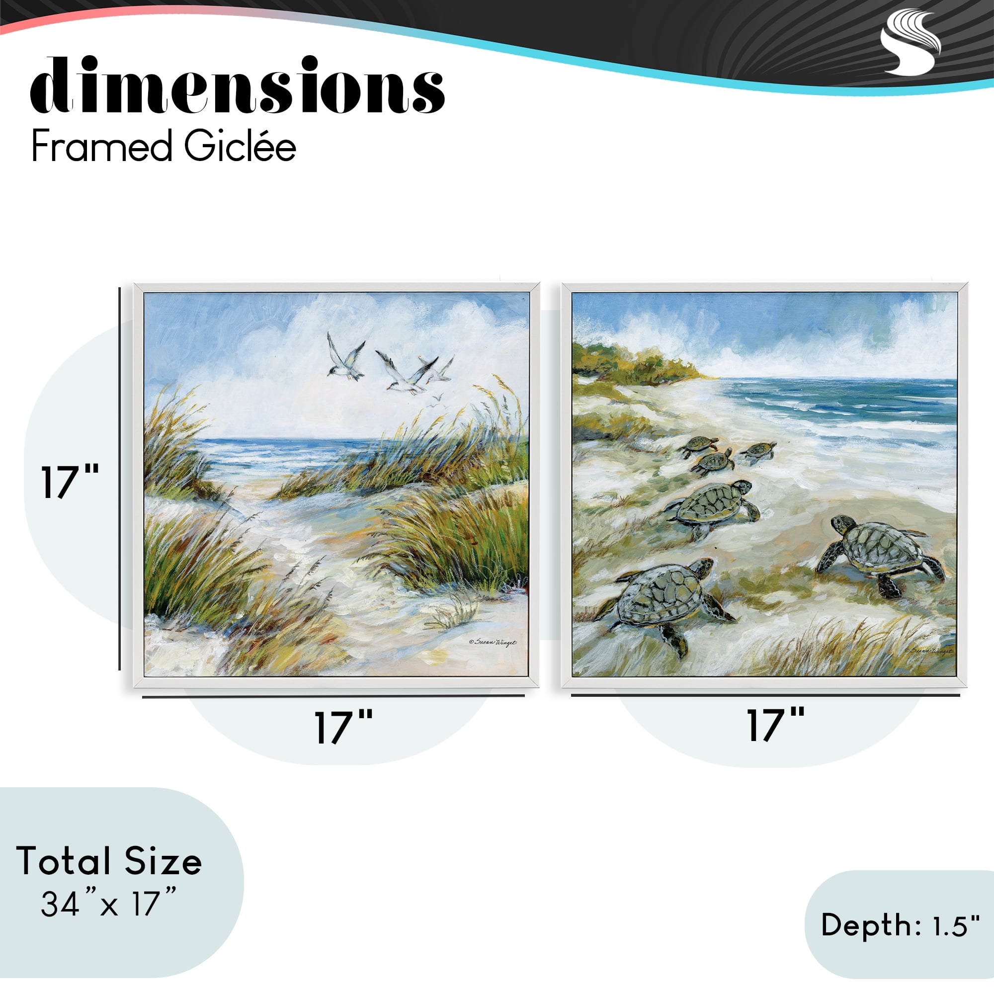 Stupell Industries Beach Creatures on Dunes 2 Piece White Framed Giclee Art Set, design by Susan Winget