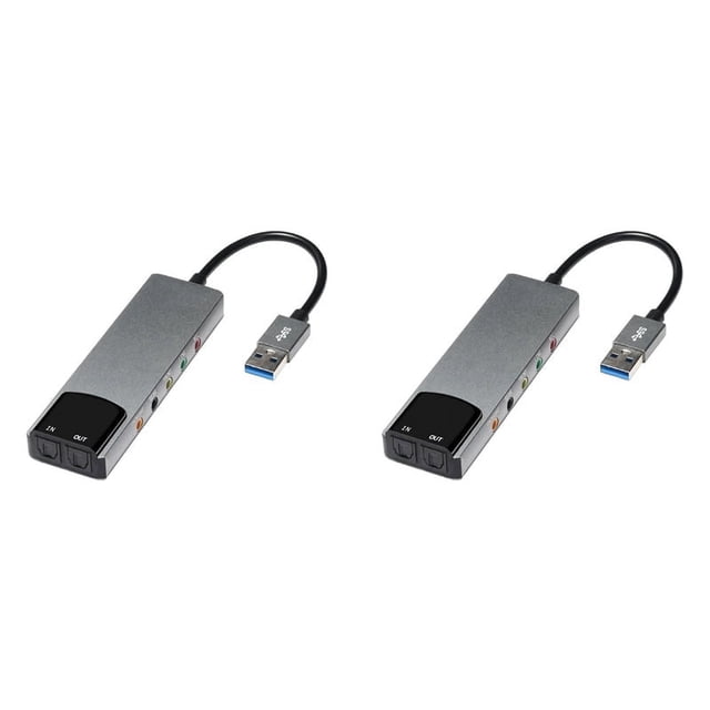 Tarjeta de sonido externa USB 5.1, 6 en 1, convertidor de audio multifunción para portátil, aluminio.