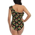 thumbnail image 5 of Uemuo Frogs In Mushroom Hats Print Women's One Piece Swimsuit Asymmetrical Neck Bathing Suit One Shoulder Side Cutout Ruffle Swimwear-X-Large, 5 of 6