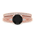 thumbnail image 2 of Clara Pucci 18K Rose Gold 2.095 Natural Onyx Engraveable Engagement Ring + Wedding Band Set, 2 of 7