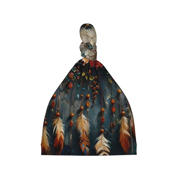 Xecao Floral Dreamcatcher Elegance Print Baby Beanie Hats - Super Soft Knotted Caps,Baby Newborn Hats Knot Beanie Hats for Infant