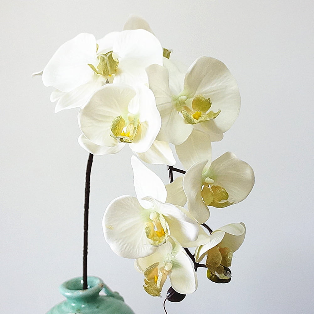1PC Artificial Silk White Orchid Flower Butterfly Moth Home Garden Floral Decor 