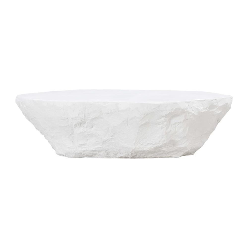 Maklaine Transitional White Finish Durable Concrete Coffee Table