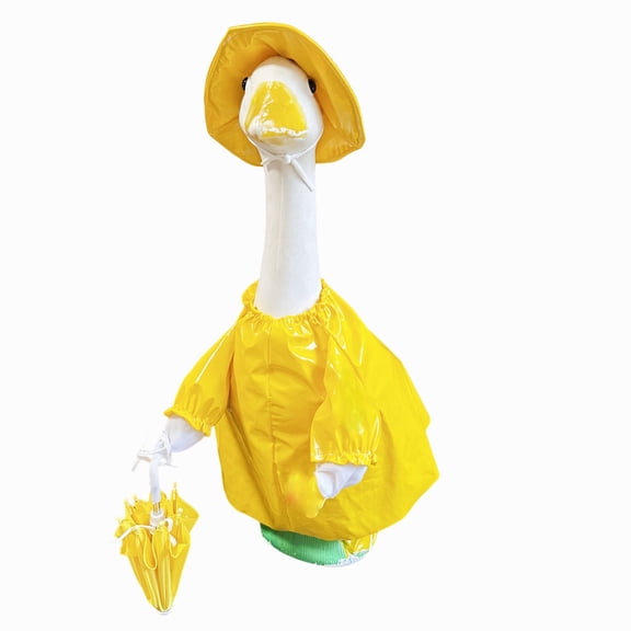 Porch Goose Outfits Summer For 23 Inch Goose Yellow Raincoat With Umbrella Easy On Costume Summer Porch Goose Outfit Fun Goose Statue Outfit