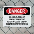 thumbnail image 5 of (2 Pack) Lockout Tagout Before Servicing Refer To OSHA Danger Sign 24 Inch X 18 Inch Plastic Sign, Weather Resistant, UV Protected for Workplace, Business, and Construction Site, Made, 5 of 8