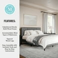 thumbnail image 4 of Martha Stewart Jett Queen Size Solid Wood Platform Bed with Upholstered Base and Inset Paneled Headboard, Wood Slat Bottom, No Box Spring Needed, Brown Gray/Gray, 4 of 11