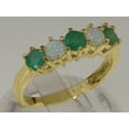 thumbnail image 2 of LBG British Made 14k Yellow Gold Natural Emerald & Opal Womens Eternity Ring - 33 size options - Size 11.75, 2 of 7